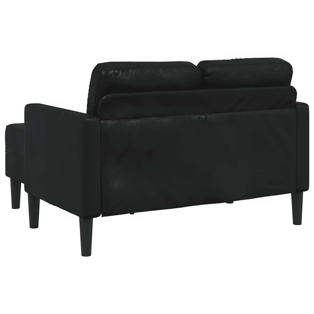 Produktbild för 2-sitssoffa med schäslong L-formad svart 125 cm konstläder