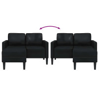 Produktbild för 2-sitssoffa med schäslong L-formad svart 125 cm konstläder