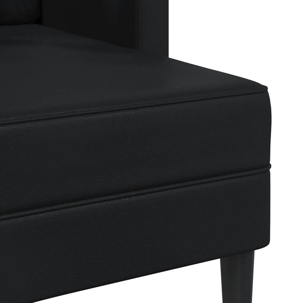 Produktbild för 2-sitssoffa med schäslong L-formad svart 125 cm konstläder