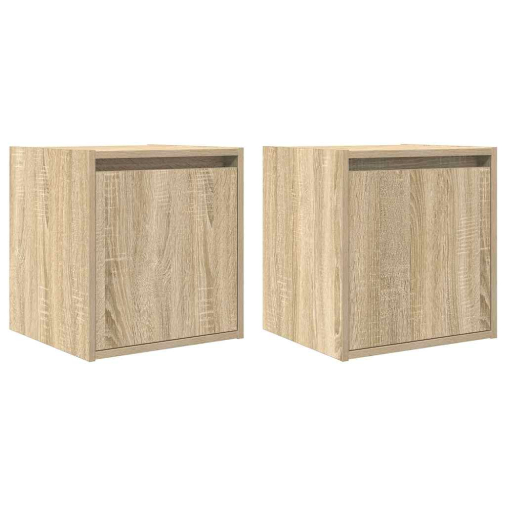 Produktbild för Väggmonterade sängskåp 2 st, Sonoma Ek 38x34x40 cm