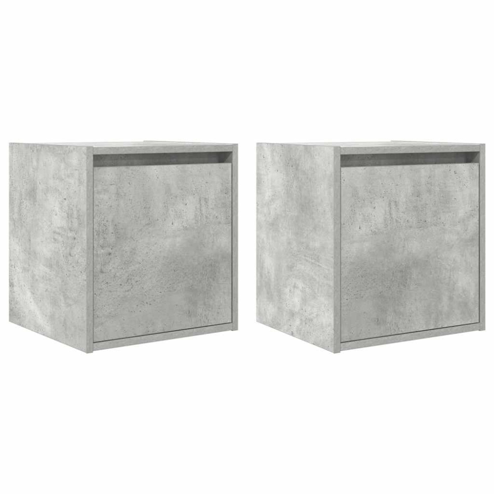 Produktbild för Väggmonterade sängskåp 2 st betonggrå 38x34x40 cm