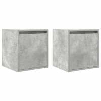 Produktbild för Väggmonterade sängskåp 2 st betonggrå 38x34x40 cm