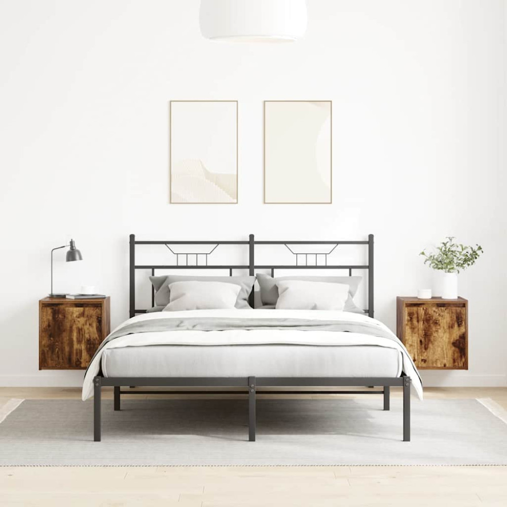 Produktbild för Väggmonterade sängskåp 2 st rökt ek 38x34x40 cm