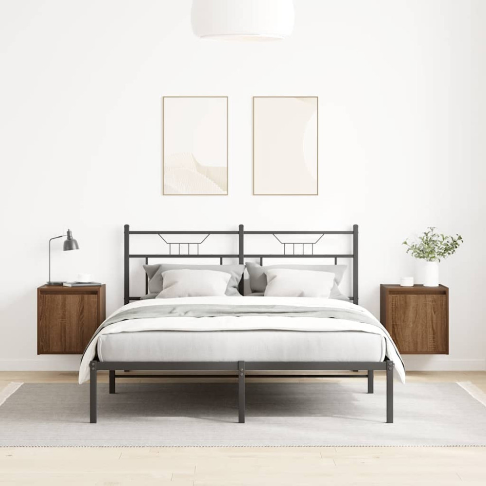 Produktbild för Väggmonterade sängskåp 2 st, brun ek 38x34x40 cm