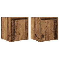 Produktbild för Väggmonterade sängskåp 2 st gammalt trä 38x34x40 cm