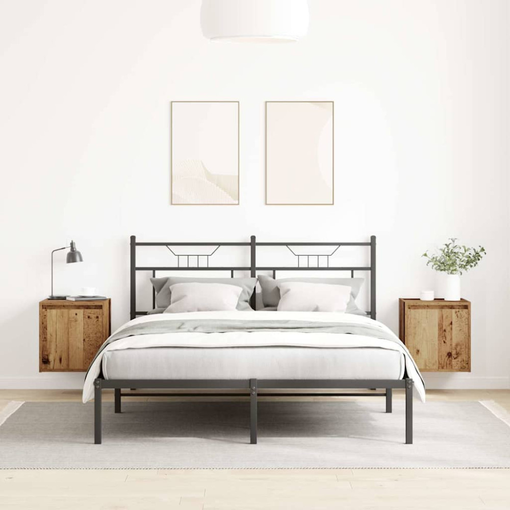 Produktbild för Väggmonterade sängskåp 2 st gammalt trä 38x34x40 cm