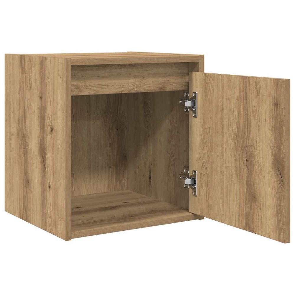 Produktbild för Väggmonterat sängskåp hantverksmässigt ek 38x34x40 cm