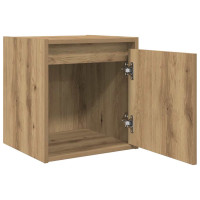 Produktbild för Väggmonterat sängskåp hantverksmässigt ek 38x34x40 cm
