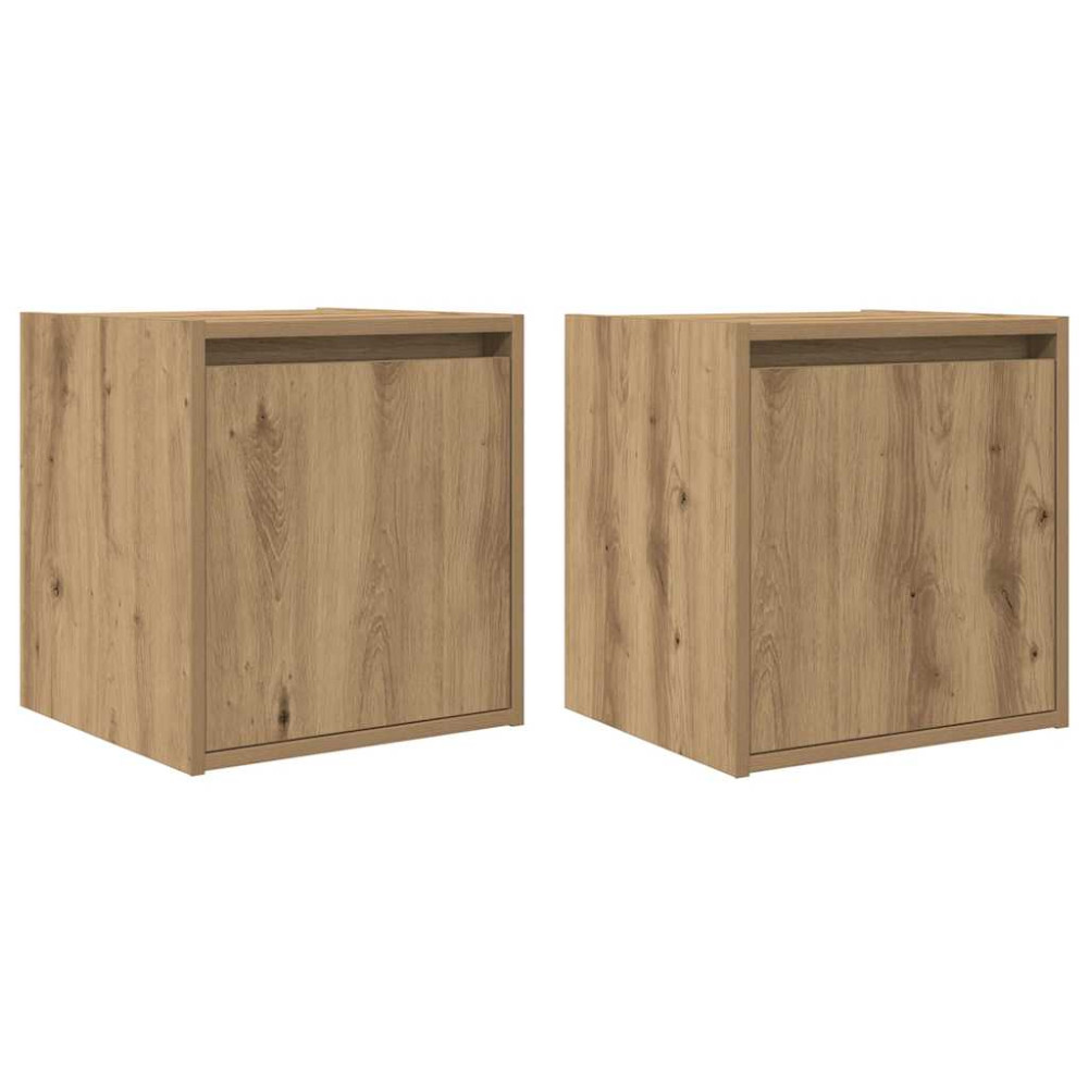 Produktbild för Väggmonterade sängskåp 2 st, hantverksmässig ek 38x34x40 cm