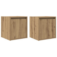 Produktbild för Väggmonterade sängskåp 2 st, hantverksmässig ek 38x34x40 cm