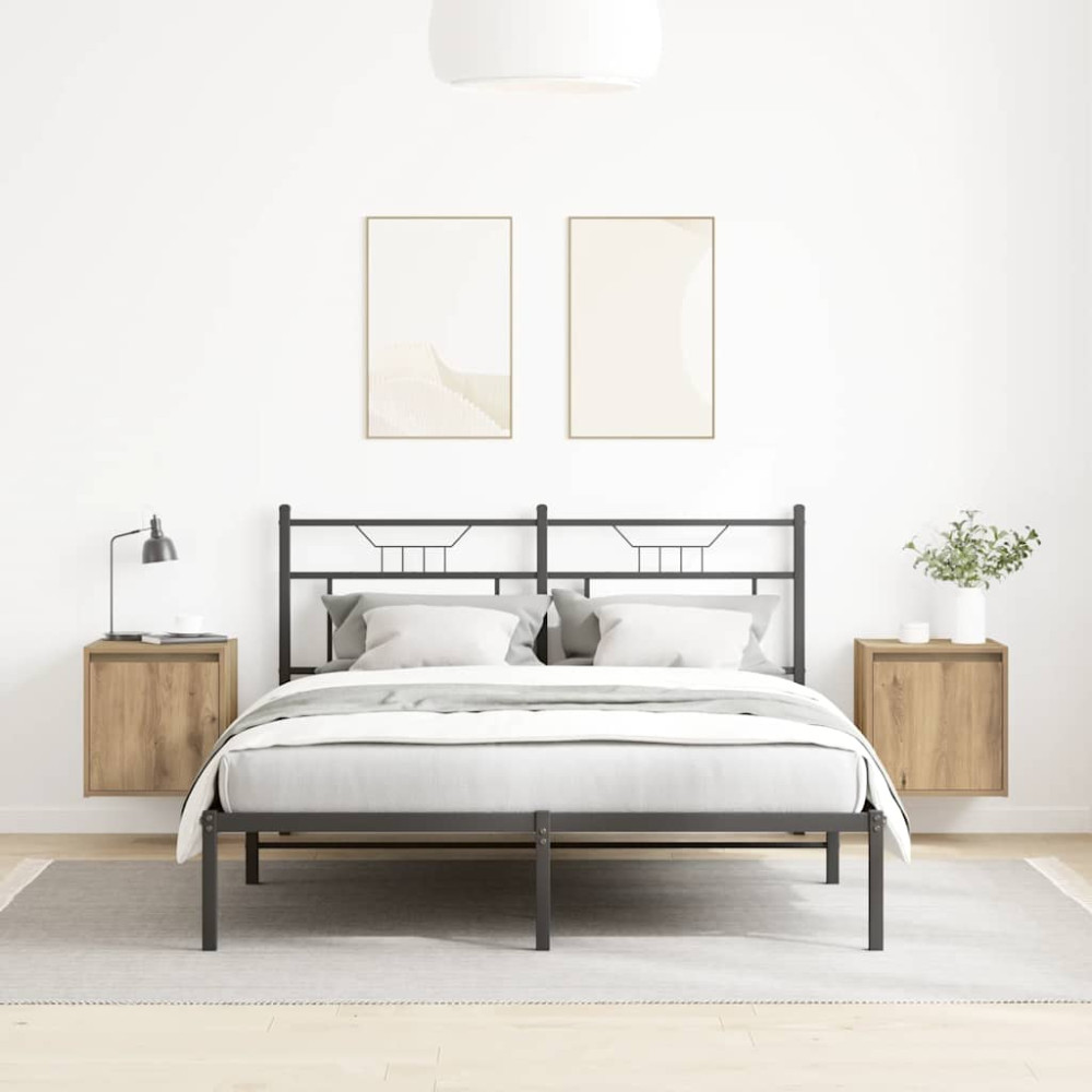 Produktbild för Väggmonterade sängskåp 2 st, hantverksmässig ek 38x34x40 cm