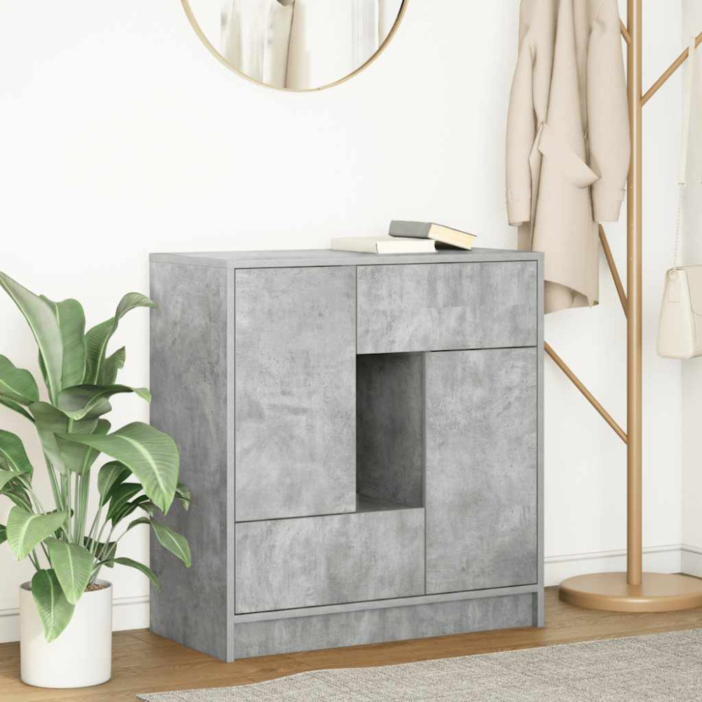 Produktbild för Skänk med lådor och dörrar betonggrå 70,5x34x74,5 cm