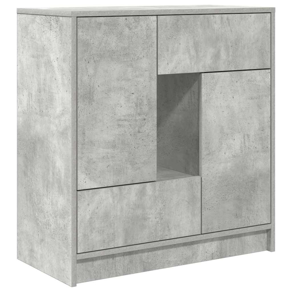 Produktbild för Skänk med lådor och dörrar betonggrå 70,5x34x74,5 cm