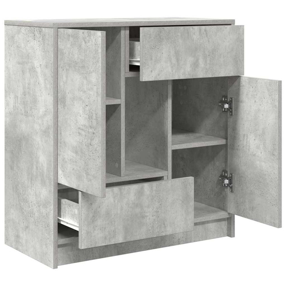 Produktbild för Skänk med lådor och dörrar betonggrå 70,5x34x74,5 cm