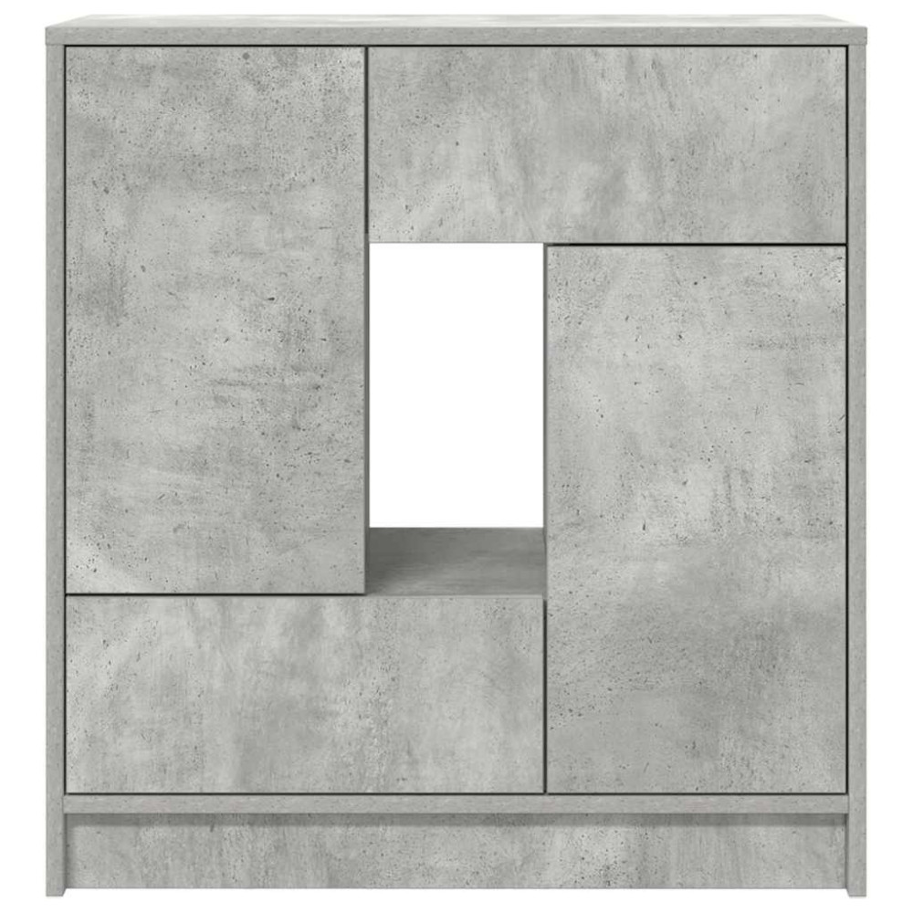 Produktbild för Skänk med lådor och dörrar betonggrå 70,5x34x74,5 cm