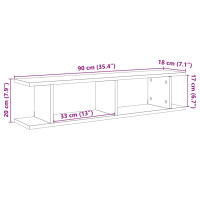 Produktbild för Vägghyllor 2 st svart ek 90x18x20 cm konstruerat trä