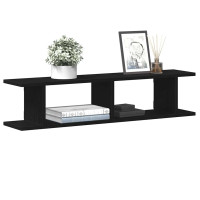 Produktbild för Vägghyllor 2 st svart ek 90x18x20 cm konstruerat trä