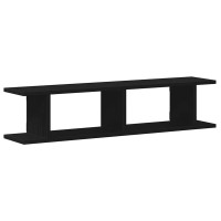 Produktbild för Vägghyllor 2 st svart ek 90x18x20 cm konstruerat trä