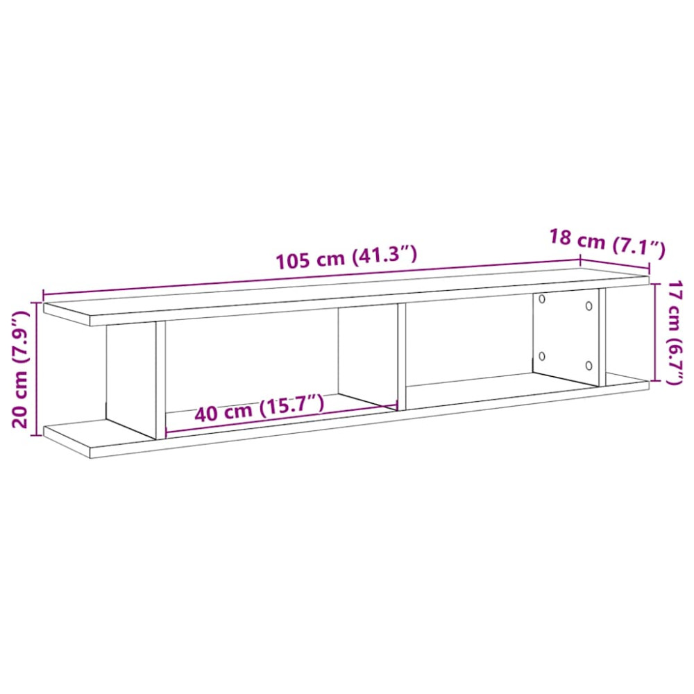 Produktbild för Vägghyllor 2 st svart ek 105x18x20 cm konstruerat trä
