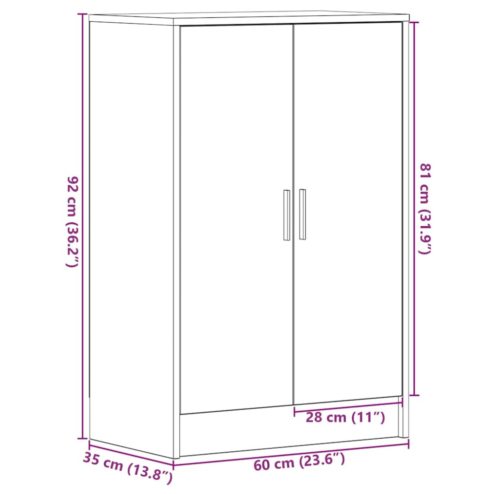 Produktbild för Skoskåp svart ek 60x35x92 cm konstruerat trä