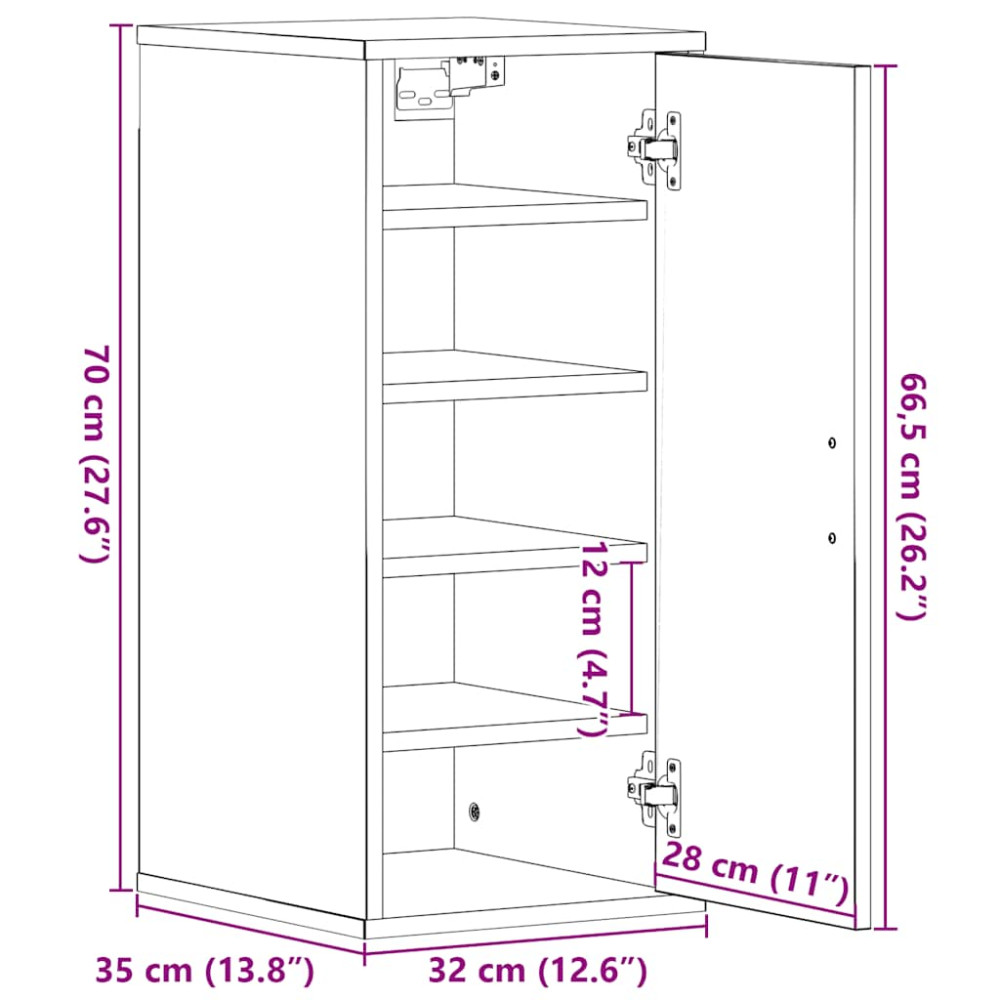 Produktbild för Skoskåp svart ek 32x35x70 cm konstruerat trä