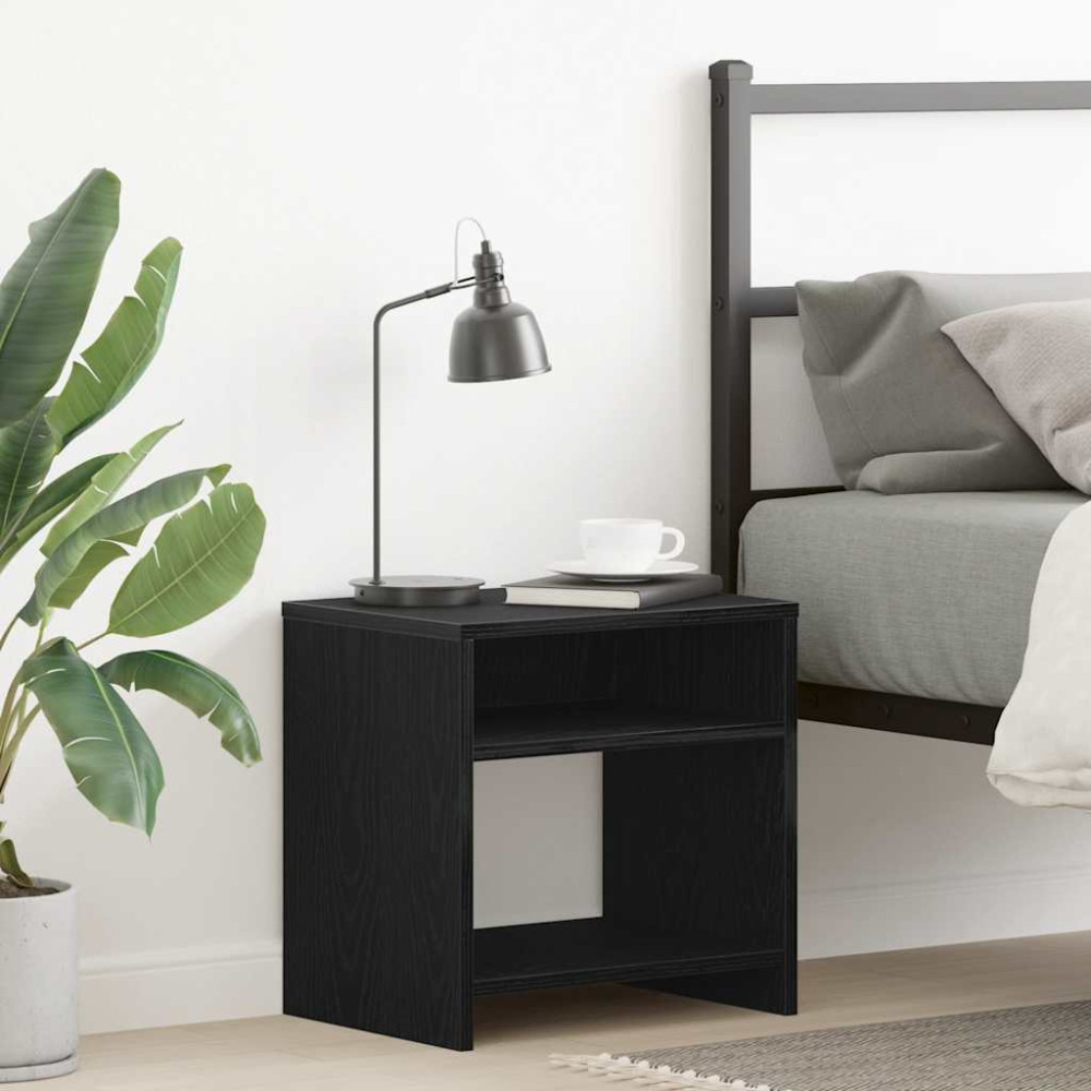Produktbild för Sängbord svart ek 40x30x40 cm konstruerat trä