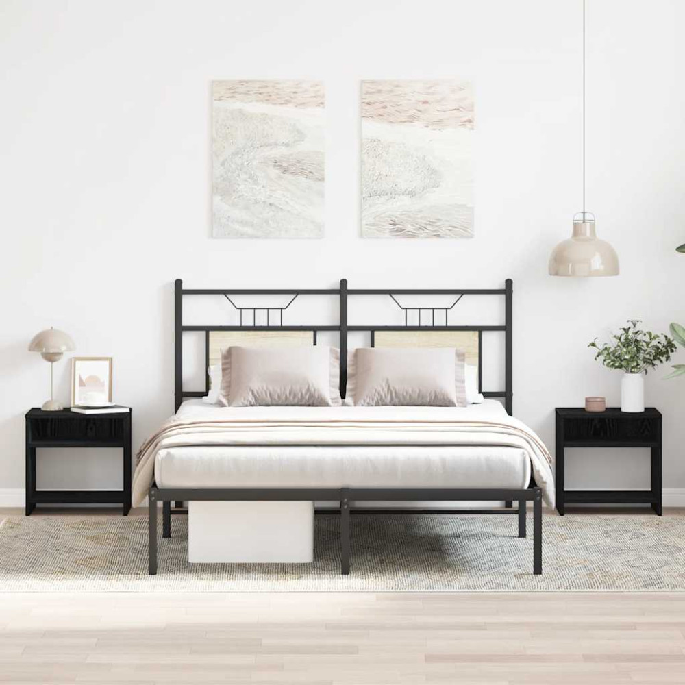 Produktbild för Sängbord 2 st svart ek 40x30x40 cm konstruerat trä