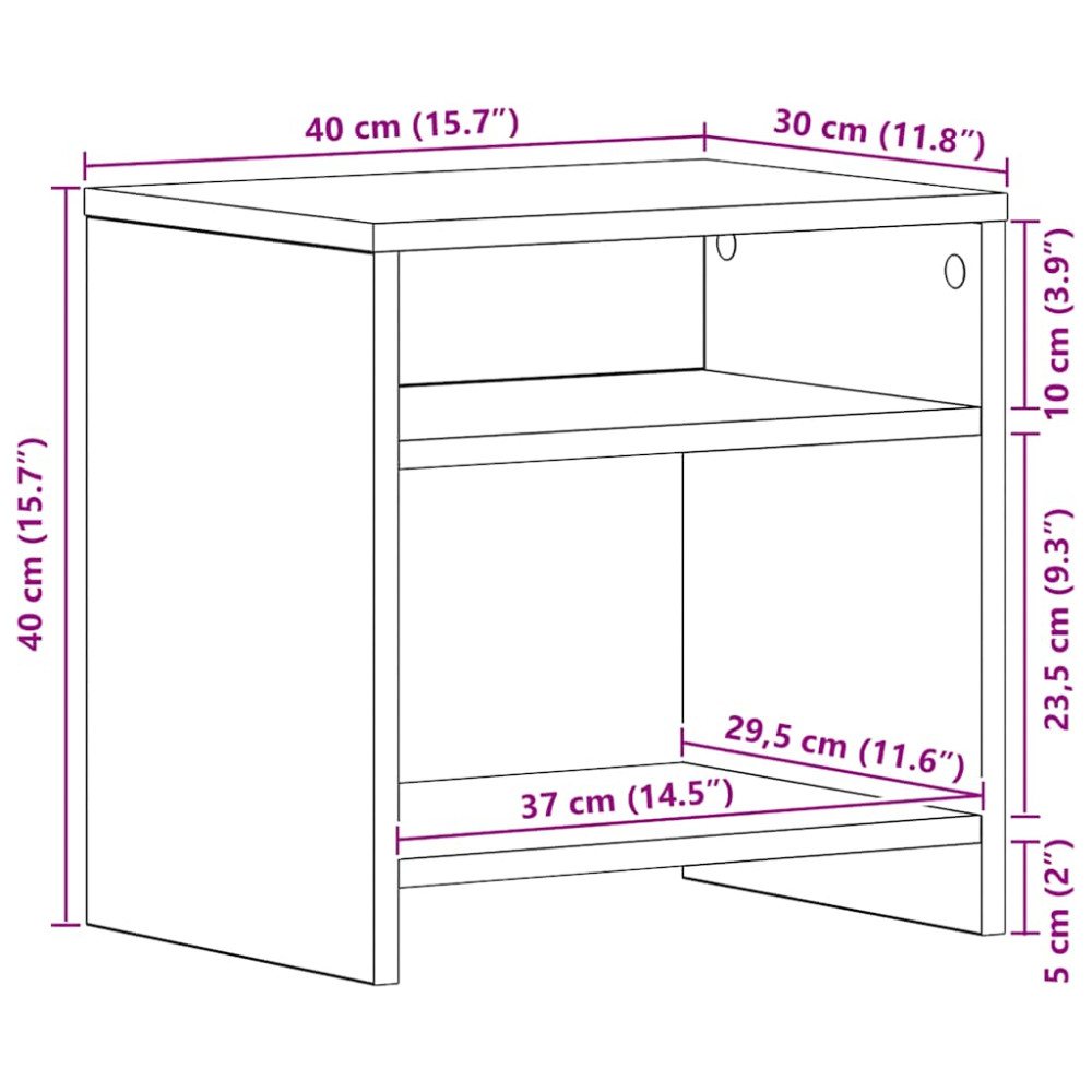 Produktbild för Sängbord 2 st svart ek 40x30x40 cm konstruerat trä