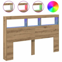 Produktbild för Skåp till huvudgavel med LED Artisan ek 160x17x102 cm