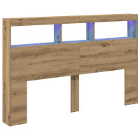 Produktbild för Skåp till huvudgavel med LED Artisan ek 160x17x102 cm