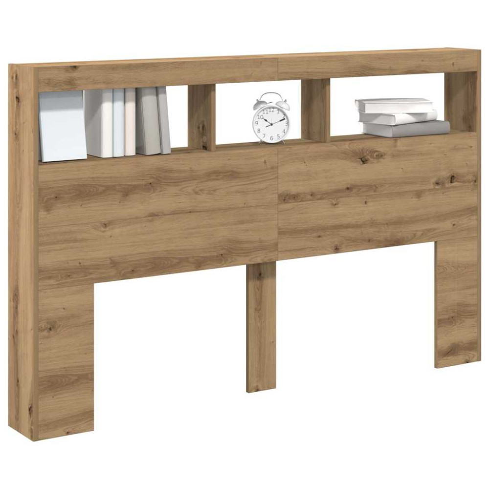 Produktbild för Skåp till huvudgavel med LED Artisan ek 160x17x102 cm
