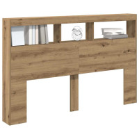 Produktbild för Skåp till huvudgavel med LED Artisan ek 160x17x102 cm