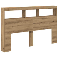 Produktbild för Skåp till huvudgavel med LED Artisan ek 160x17x102 cm