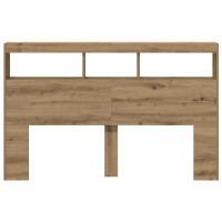 Produktbild för Skåp till huvudgavel med LED Artisan ek 160x17x102 cm