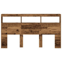 Produktbild för Skåp till sänggavel med LED gammalt trä 180x17x102 cm