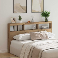 Produktbild för Skåp till sänggavel med LED Artisan ek 180x17x102 cm