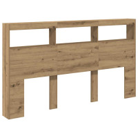Produktbild för Skåp till sänggavel med LED Artisan ek 180x17x102 cm