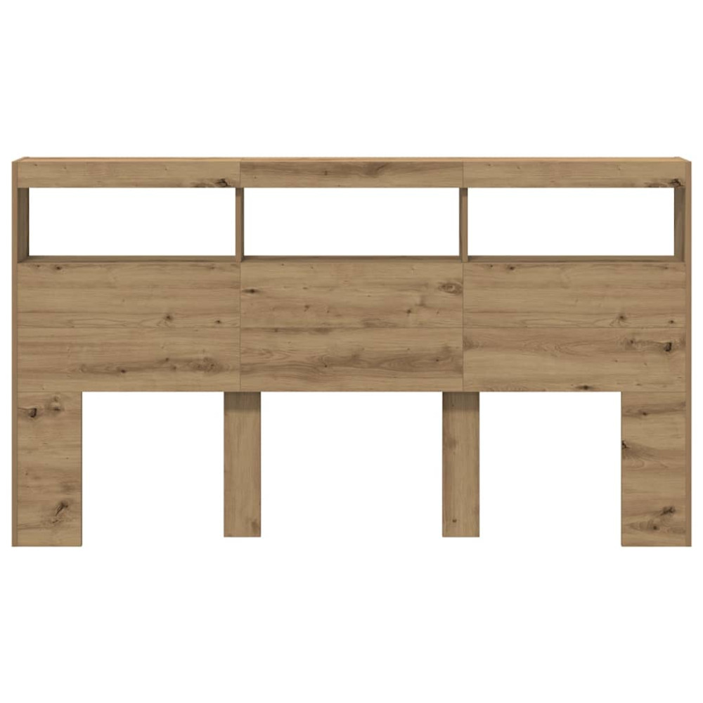 Produktbild för Skåp till sänggavel med LED Artisan ek 180x17x102 cm