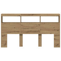 Produktbild för Skåp till sänggavel med LED Artisan ek 180x17x102 cm