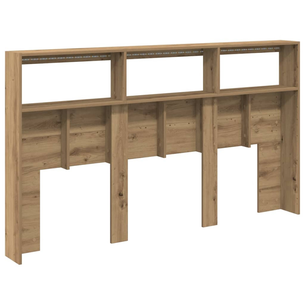 Produktbild för Skåp till sänggavel med LED Artisan ek 180x17x102 cm