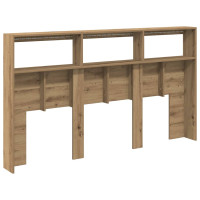 Produktbild för Skåp till sänggavel med LED Artisan ek 180x17x102 cm