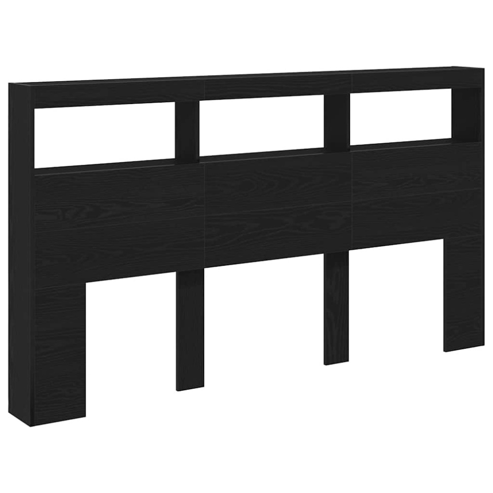 Produktbild för Skåp till huvudgavel med LED svart ek 180x17x102 cm
