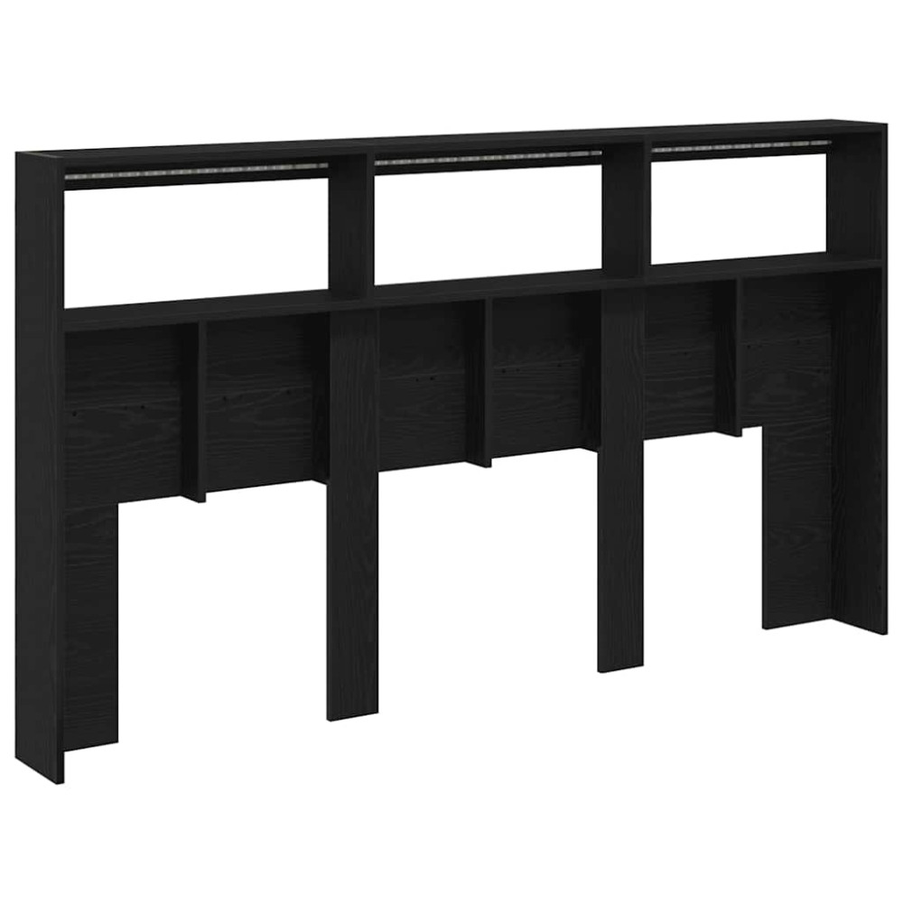Produktbild för Skåp till huvudgavel med LED svart ek 180x17x102 cm