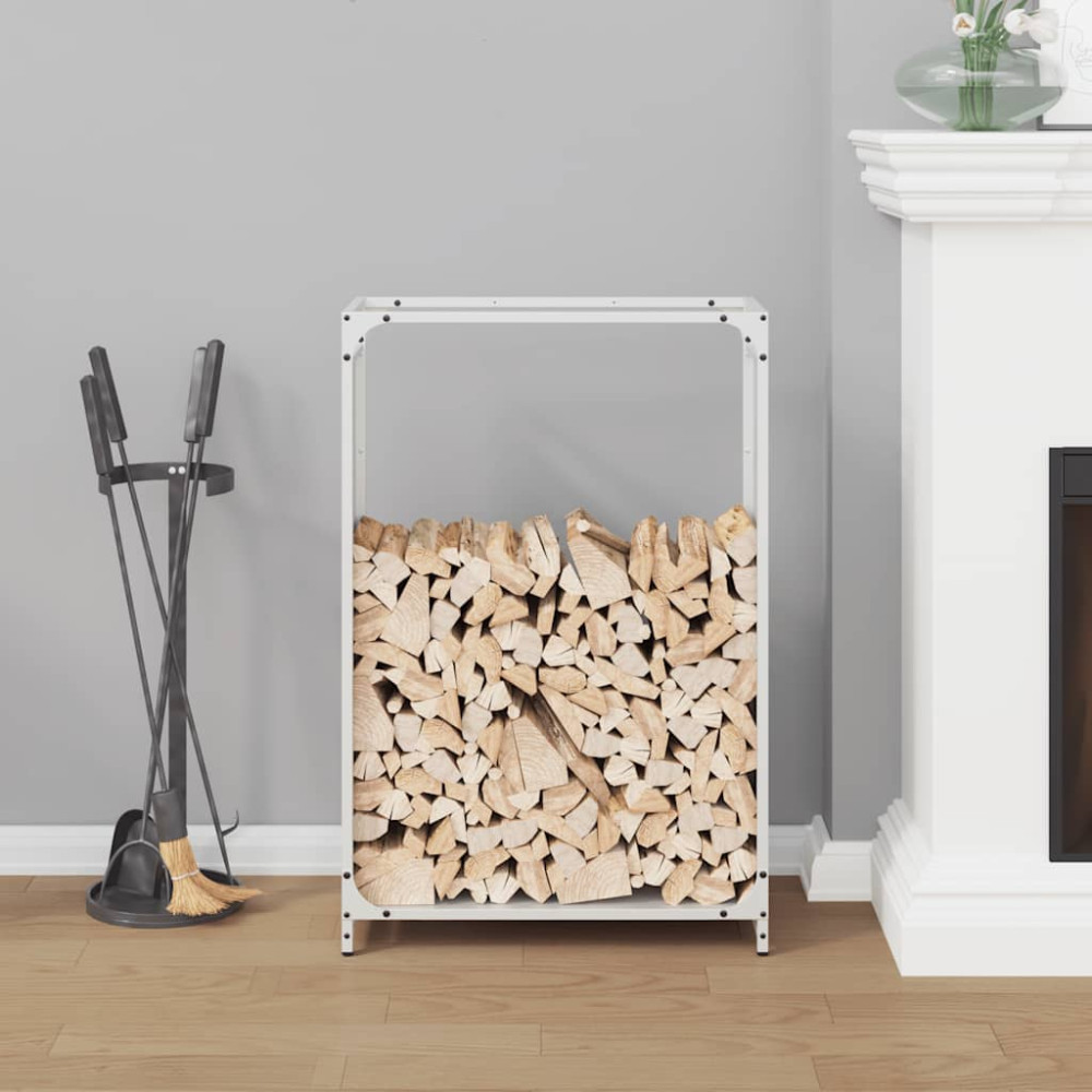 Produktbild för Vedställ vit 60x28x90 cm kallvalsat stål