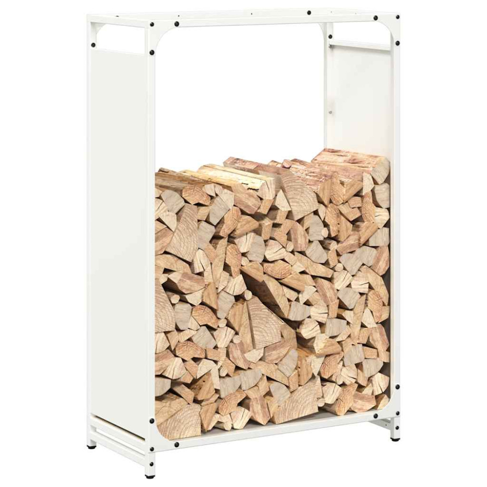 Produktbild för Vedställ vit 60x28x90 cm kallvalsat stål