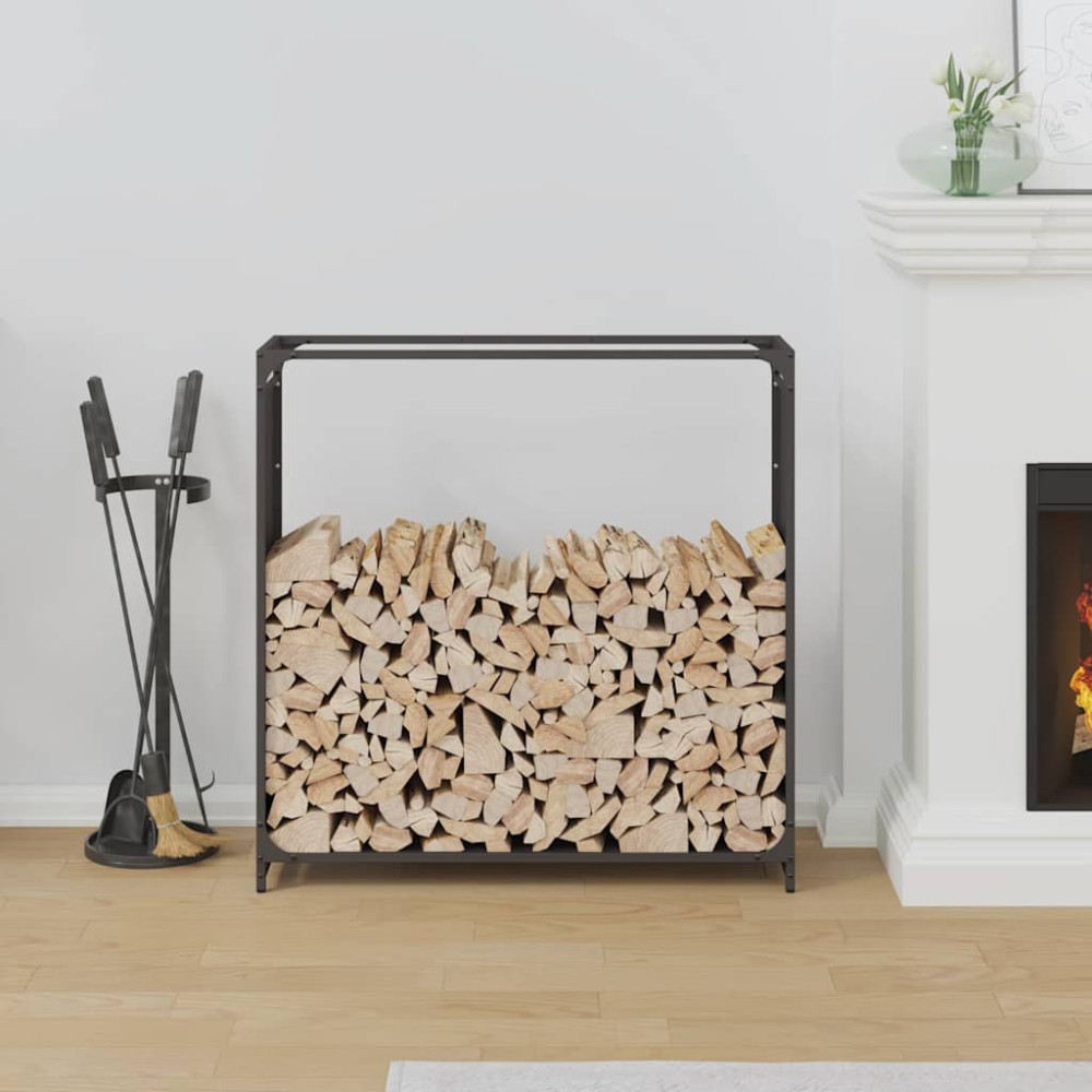 Produktbild för Vedställ svart 90x28x90 cm kallvalsat stål