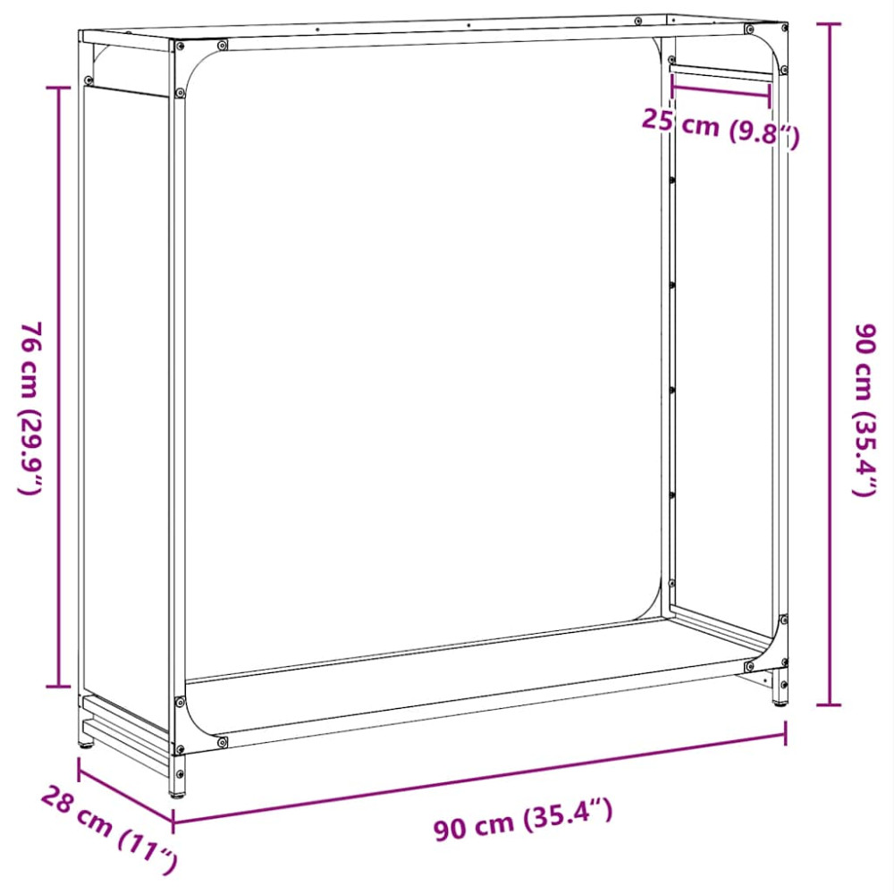 Produktbild för Vedställ vit 90x28x90 cm kallvalsat stål