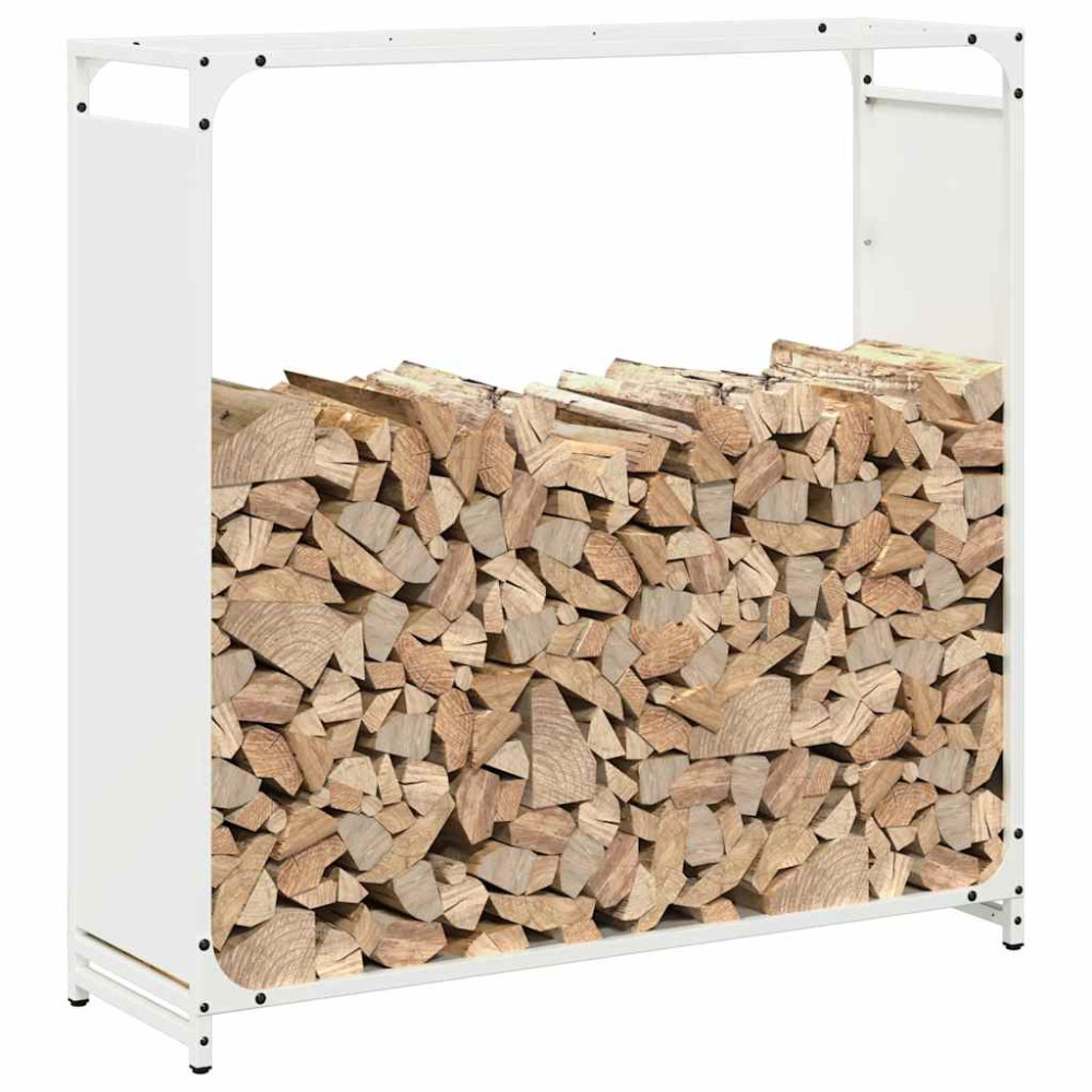Produktbild för Vedställ vit 90x28x90 cm kallvalsat stål