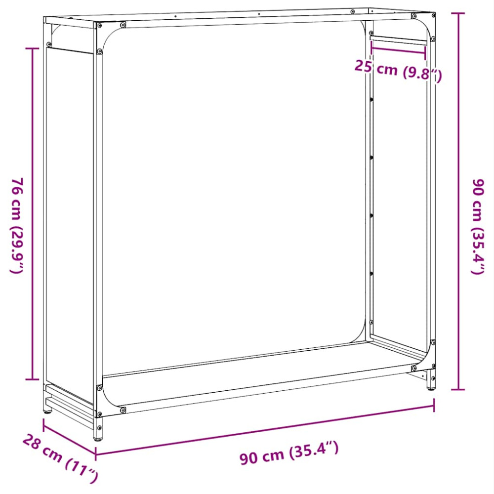 Produktbild för Vedställ olivgrön 90x28x90 cm kallvalsat stål