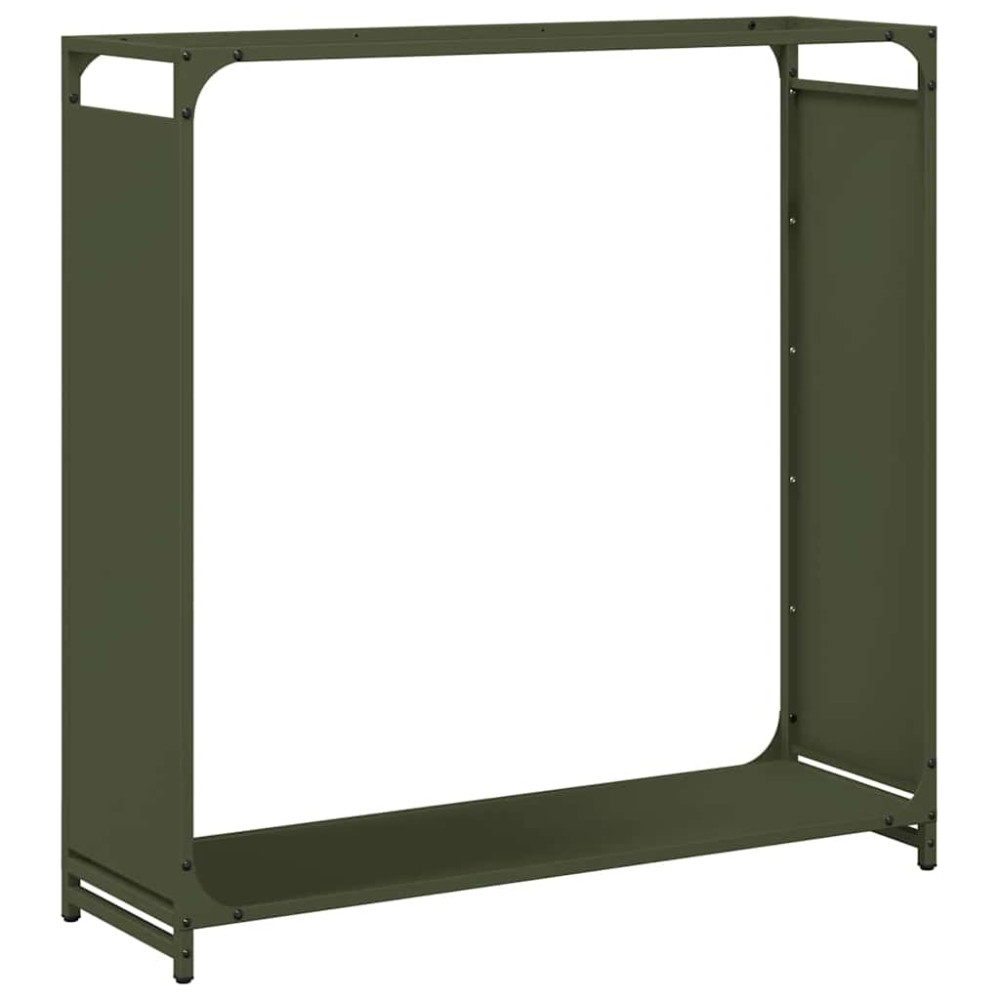 Produktbild för Vedställ olivgrön 90x28x90 cm kallvalsat stål